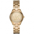 Michael Kors Women's MK3477 'Mini Runway' MK Logo Crystal Gold-tone Stainless Steel Watch