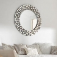 Palmer Frosted Tile Silver Finish Round Accent Wall Mirror by iNSPIRE Q Bold