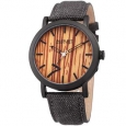 August Steiner Men's Classic Easy-to-Read Wood Dial Grey Leather Strap Watch