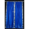 Island Blue Tie Top Sheer Sari Curtain / Drape / Panel - Pair