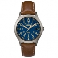 Timex Unisex TW4B11100 Expedition Scout 36 Brown/Titanium/Blue Leather Strap Watch