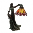 Lady Fowl and Her Peacock Art Nouveau Style Accent Lamp - Multicolored