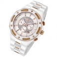 Cirros Milan Men's Rose Goldtone and Carbon Fiber Accented White Ceramic Chronograph Watch