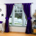 3 Purple Tab Top Sari Curtain (43 in. x 84 in.) - 6 matching tieback - 43 x 84 inches (109 x 213 cms)