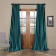 Exclusive Fabrics Solid Faux Silk Taffeta Mediterranean Curtain Panel