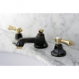 Black & Polished Brass Double-handle Widespread Bathroom Faucet