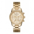 Michael Kors Women's MK6356 Ritz Chronograph Gold Dial Gold-Tone Stainless Steel Bracelet Watch
