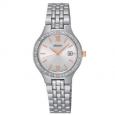 Seiko Women's SUR759 Stainless Steel Silver Tone Water Resistant Watch with Austrian Crystals