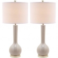 Safavieh Lighting 30.5-inch Mae Long Neck Ceramic Pearl White Table Lamps