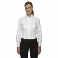 Wrinkle-Free Women's White Two-Ply 80'S Cotton Taped Stripe Jacquard                          Shirt