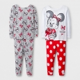 Baby Girls' 4pc Disney Minnie Mouse Pajama Set - White 12M