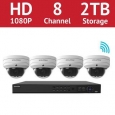 LaView 8 Channel 1080p Wi-Fi IP NVR with (4) 1080p Wi-fi Dome Cameras and a 2TB HDD