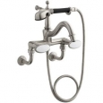 Kohler K-110-9B Double Handle Roman Tub Faucet with Metal Oval Handles and Handshower from the Antique Series