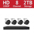 LaView 8 Channel 1080p IP NVR with (4) 1080p Bullet Cameras and a 2TB HDD