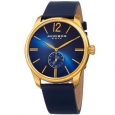 Akribos XXIV Men's Royal Blue Leather Gold-Tone Strap Watch
