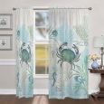 Laural Home Blue Creature of the Sea 84 Inch Sheer Curtain Panel