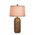 Fangio Lighting's 6230 28.5 in. Tribal Marked Resin Table Lamp in a Antique Gold Finish