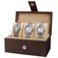 August Steiner Women's Quartz Diamond Stainless Steel Silver-Tone Bracelet Watch Set