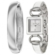 Valletta Women's 'Bracelet' Stainless Steel Quartz Silver and White and Enamel Bracelet Watch