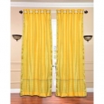 Yellow Ring Top Sheer Sari Curtain / Drape / Panel - Piece