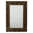 Rectangle-shaped Dark Brown Wood Mirror