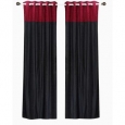 Signature Black and Burgundy ring top velvet Curtain Panel - Piece