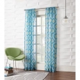 No. 918 Marquez Blue Semi-sheer Print Rod-pocket Window Panel