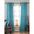 Turquoise Ring Top Matka Raw Silk Curtain / Drape / Panel - Piece