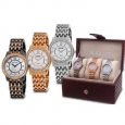 August Steiner Women's Dazzling Diamond Bracelet Watch Set