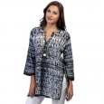 Handmade Women's Black/ White Tie-dye 3/4-sleeve Tunic (India)