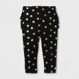 Baby Girls' Ruffle Bum Leggings - Cat & Jack Black/Gold Heart 0-3 M