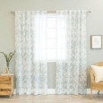 Aurora Home Geometric Tile Print Faux Linen Curtain Panel (Pair)