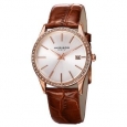 Akribos XXIV Women's Quartz Swarovski Element Crystal Leather Brown Bracelet Watch