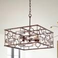 Yahnit 4-Light 17-Inch Square Rustic Iron Pendant