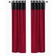 Signature Burgundy and Black ring top velvet Curtain Panel - Piece