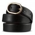 Women's S Solid Belt with Silver Buckle - Black