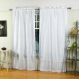 White Silver Rod Pocket Sheer Sari Curtain / Drape / Panel - Piece