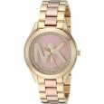 Michael Kors Women's MK3650 'Mini Slim Runway' Crystal MK Logo Two-Tone Stainless Steel Watch