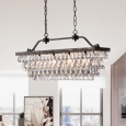 Ikraam Glass and Bronze Rectangular Pendant Light Fixture (30 in.)