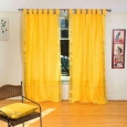 Yellow Tab Top Sheer Sari Curtain / Drape / Panel - Piece