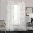 Semi-Sheer Fern Print Voile Fabric Window Curtain Panel