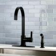 Modern Black Centerset Kitchen Faucet with Side Sprayer