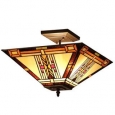 Chloe Tiffany Style Mission Design 2-light Dark Antique Bronze Flush                          Mount