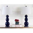 Safavieh Lighting 27.5-inch Jayne Three Sphere Glass Navy Table Lamps (Set of 2)