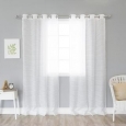 Aurora Home Modern Check Sheer Curtain Panel Pair