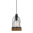 Beacon Bronze Finish Steel Wood Glass Pendant Light