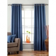 Blue Ring Top Matka Raw Silk Curtain / Drape / Panel - Piece