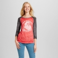 Women's Old School Wrapper Holiday Graphic T-Shirt - Zoe+Liv (Juniors') Red M