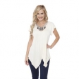 White Mark Women's 'Fenella' Embellished Neck Top