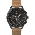 Timex Men's T2P277 Black/Tan Leather Strap Intelligent Quartz Linear Chronograph Watch